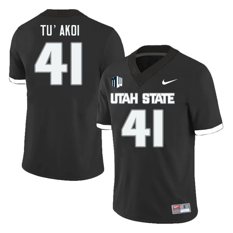 Utah State Aggies #41 Maka Tu'akoi College Football Jerseys Stitched Sale-Black